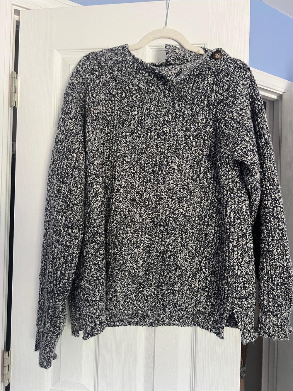 Peter millar mock neck Black & White Marled Knit Sweater